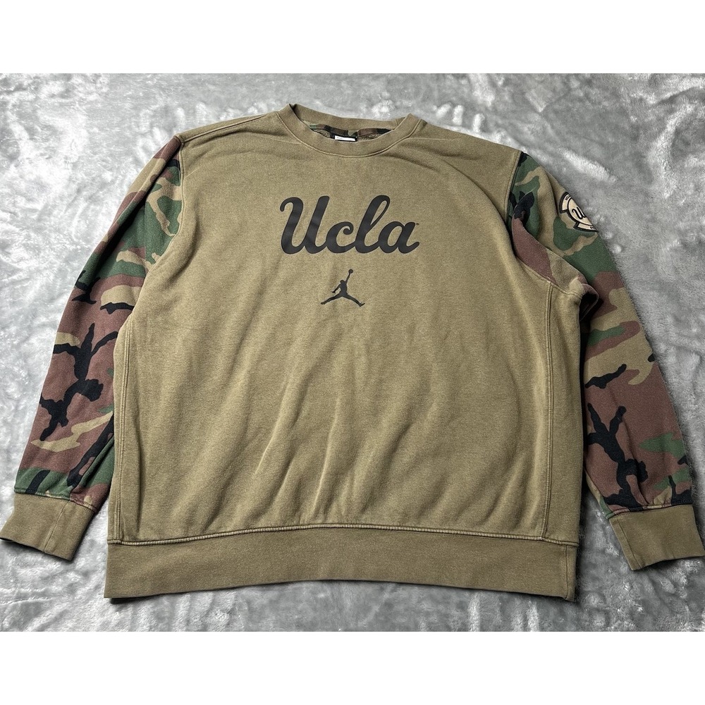 Jordan UCLA Sweater Men Size XXL Long Sleeve Sweatshirt Jumpman Green Camo